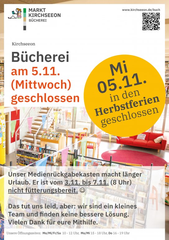 Bücherei am Mi, 5.11. geschlossen Bücherei am Mi, 5.11. geschlossen