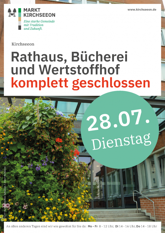 Rathaus am 28. Juli 2026 geschlossen